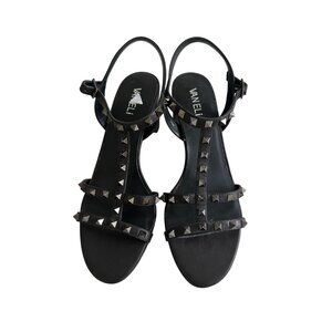 VAN ELI Black Leather Studded Heels Size 8